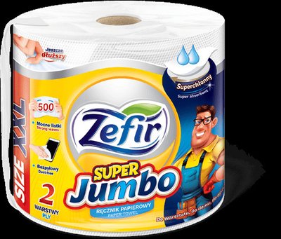 Полотенца кухонные бумажные Zefir Super JUMBO 2 слоя 100м 590739 фото